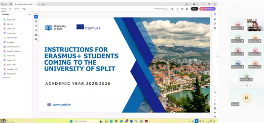 Online prezentacija za buduće dolazne Erasmus studente Sveučilišta u Splitu